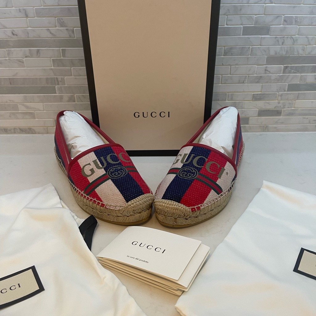 Gucci Sylvie Logo Canvas Espadrilles